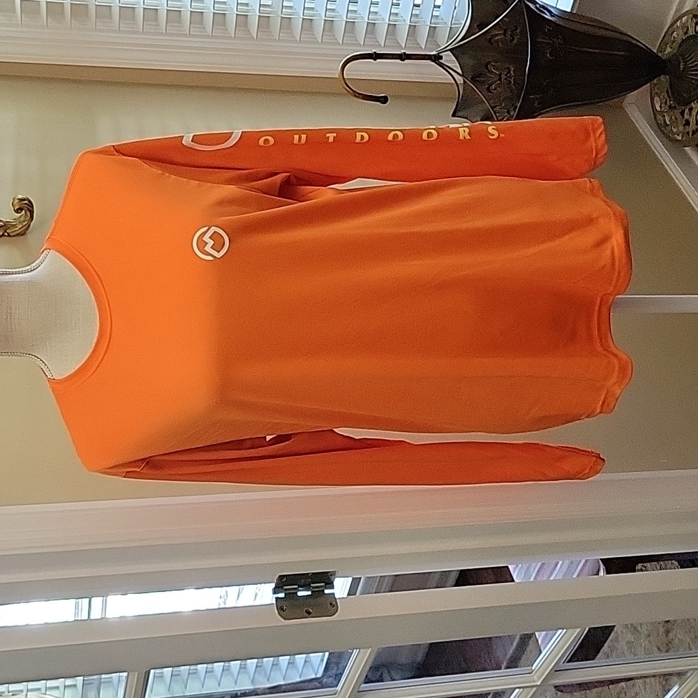 Magellan Outdoors MagWick fish gear coral long slv tee white yellow trim S EUC…